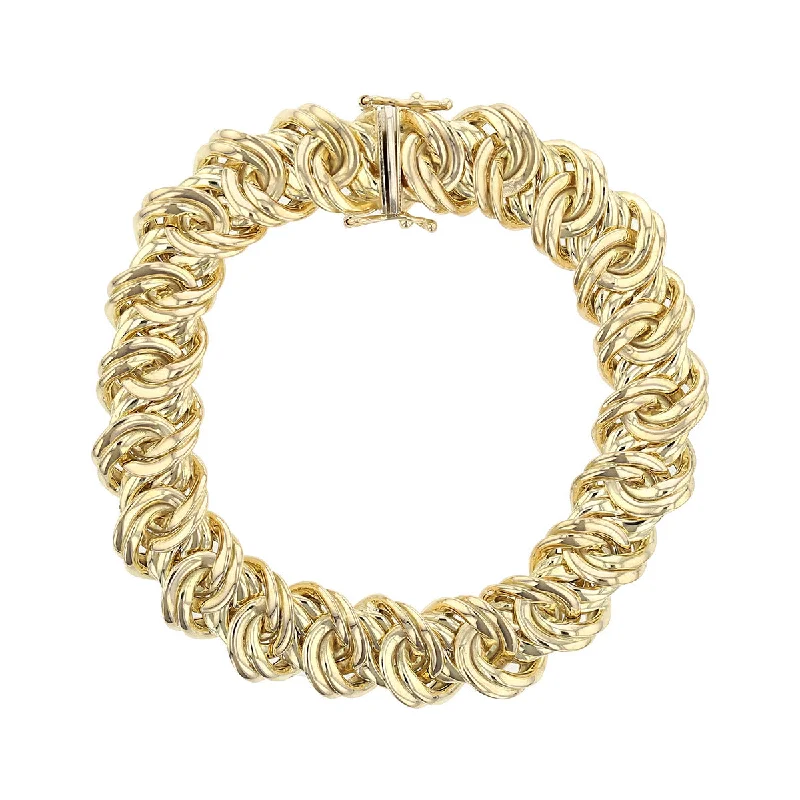 handmade braided anklet 7-Inch 13mm 14K Yellow Gold Twisted Link Bracelet