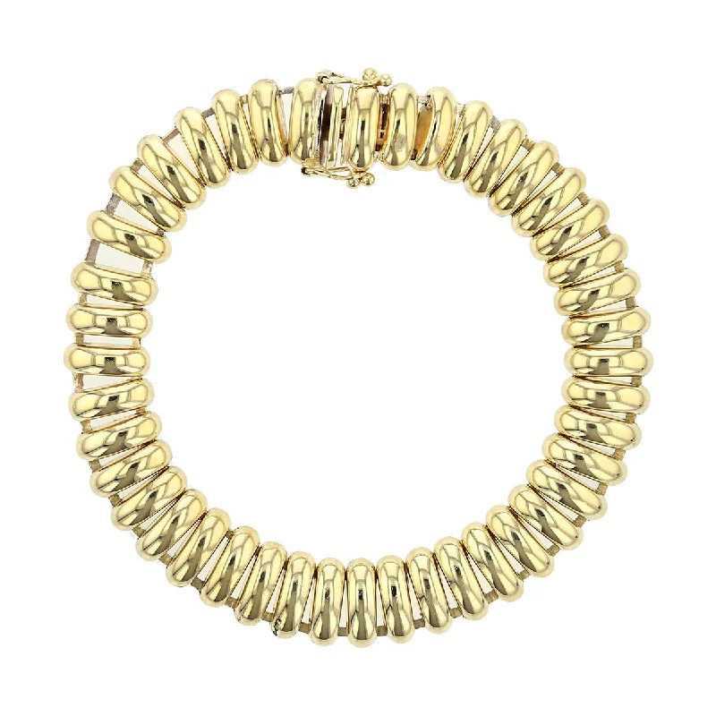 vintage rose-cut diamond ring 7-Inch 14K Yellow Gold Flexible Flat Link Bracelet