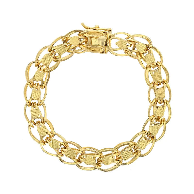art deco diamond bracelet 7-Inch 14K Yellow Gold Heart Link Bracelet