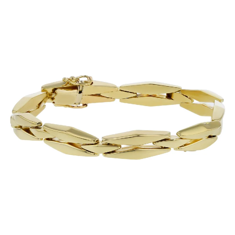 modern hexagon stud earrings 7-Inch 14K Yellow Gold Riveted Bracelet