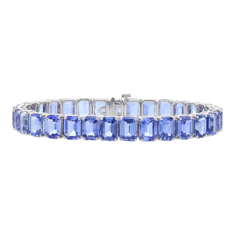 classic diamond solitaire necklace 7-Inch 18K Gold Graduated Ceylon Sapphire Bracelet
