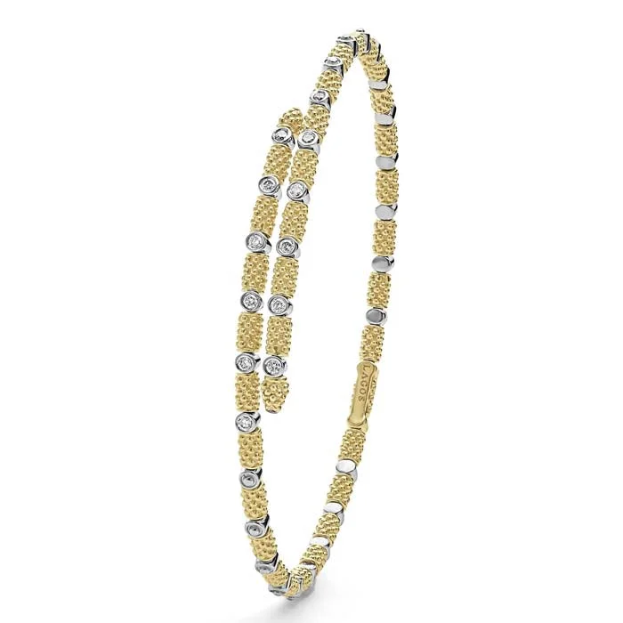 adjustable moon phase bracelet LAGOS Signature Caviar 18K Gold and Diamond Superfine Cuff Bracelet
