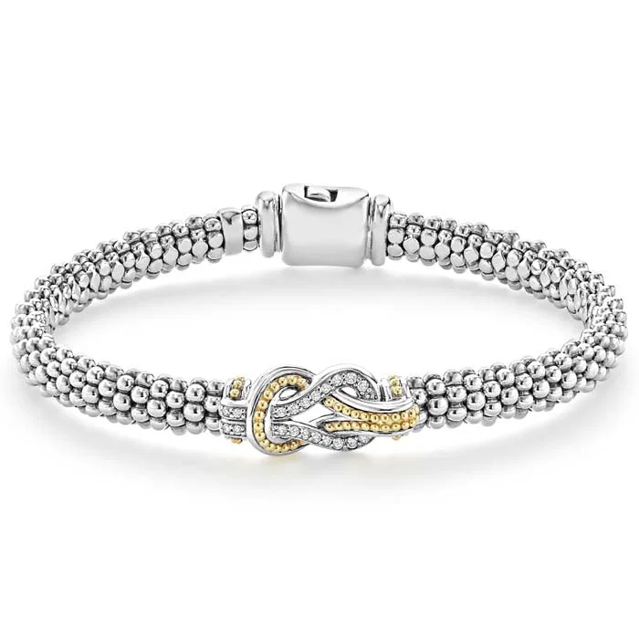 handmade clay bead earrings LAGOS Newport Knot Diamond Caviar Bracelet in Sterling Silver and 18K Yellow Gold