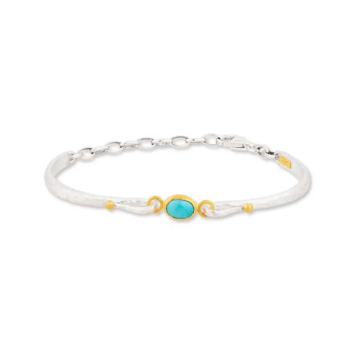 cute cat charm bracelet Lika Behar "Candy" Bracelet with Kingman Turquoise in Sterling Silver and 24K Yellow Gol