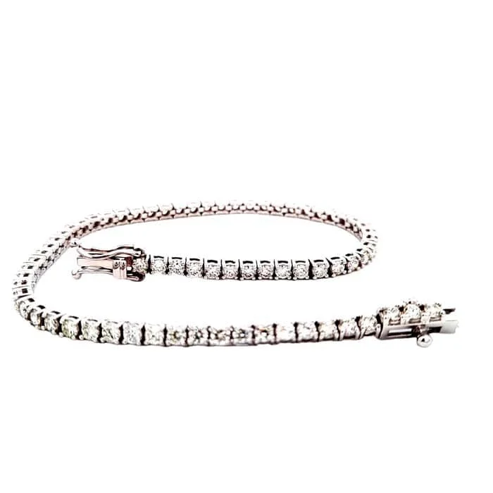rose gold bezel ring Mountz Collection 2.80CTW 7" Diamond Straightline Bracelet in 14K White Gold