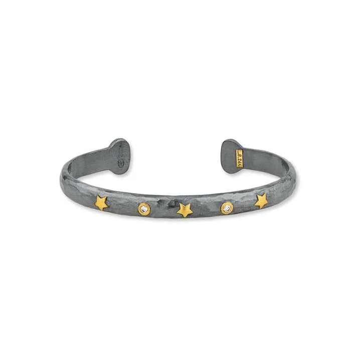 simple crystal pendant necklace Lika Behar Stockholm Stars Open Cuff Bracelet with Diamonds in 24K Yellow Gold and Oxidized Sterling Silver