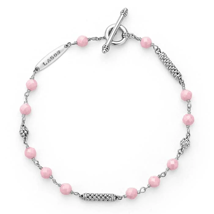 minimalist horseshoe necklace gold LAGOS Caviar Icon Pink Ceramic Beaded Bracelet in Sterling Silver