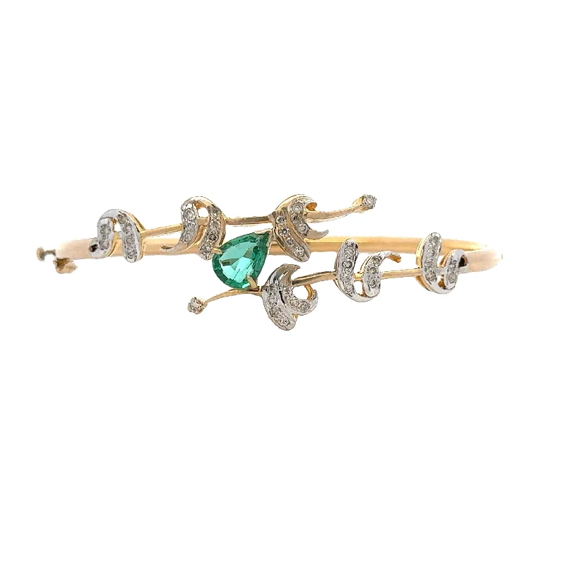 Antique Emerald and Diamond Bangle