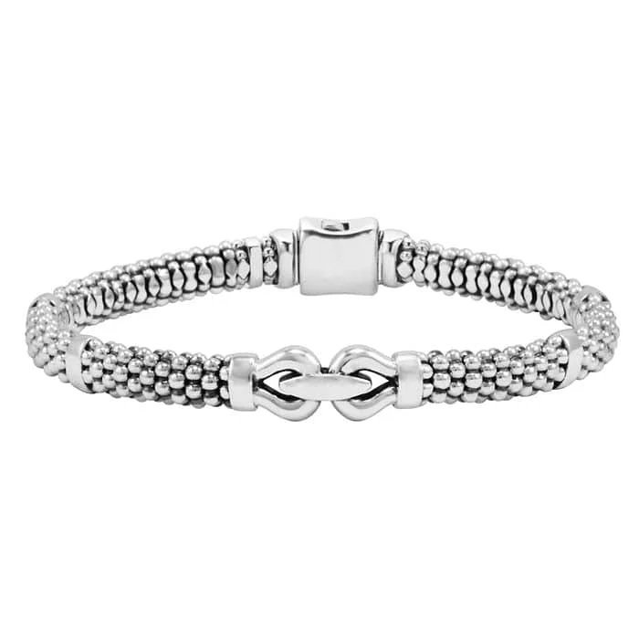 celestial moonstone ring gold LAGOS Derby Caviar Buckle Bracelet in Sterling Silver - Size Medium (7)