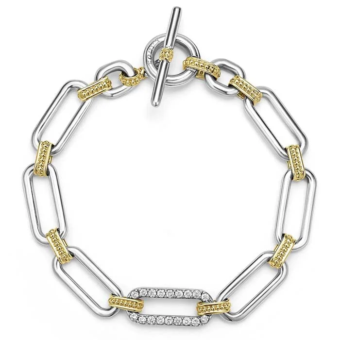 handcrafted silver cross pendant LAGOS Diamond Station Link Bracelet in 18K Yellow Gold and Sterling Silver