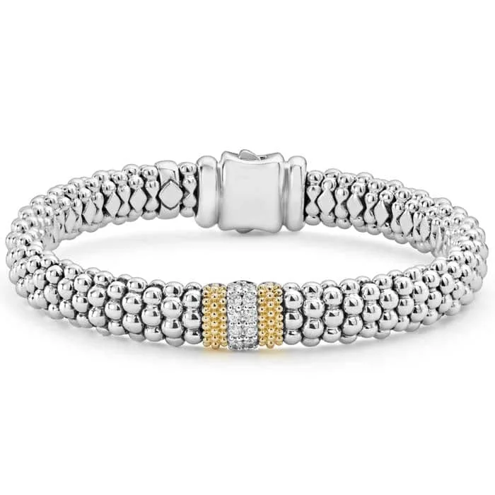 handmade gold nugget ring LAGOS Caviar Lux Single Station Diamond Caviar Bracelet in Sterling Silver and 18kt Yellow Gold