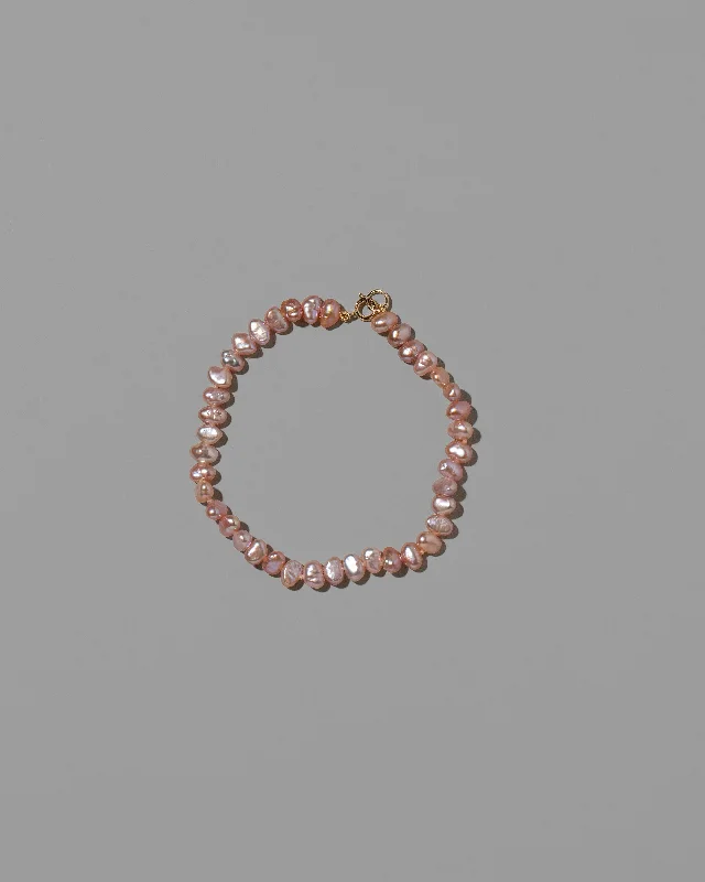 modern geometric silver ring Baroque Pearl Bracelet - Pink Peony