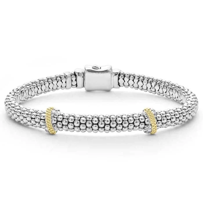 zodiac constellation bracelet silver LAGOS Double X Caviar Diamond Bracelet in Sterling Silver and 18K Yellow Gold