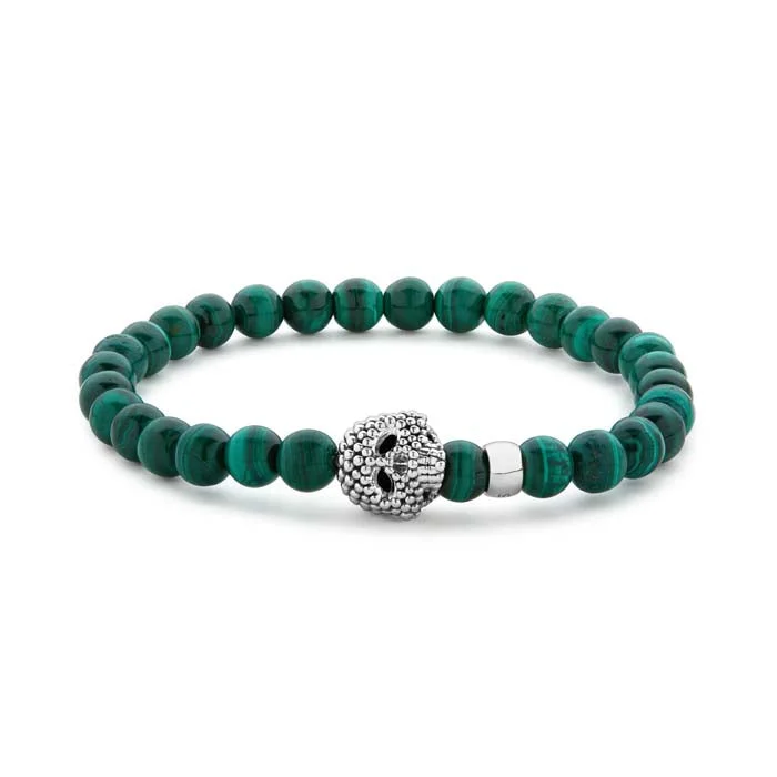 star-shaped cartilage stud earrings LAGOS Malachite Skull Bracelet in Sterling Silver