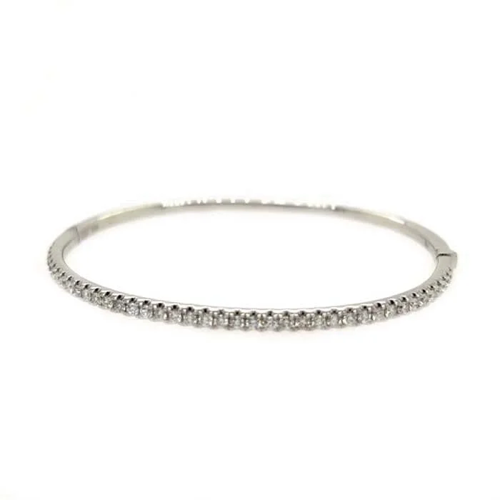 personalized couple’s keychain pendant Mountz Collection 1.0CTW Diamond Oval Hinged Bangle in 14K White Gold