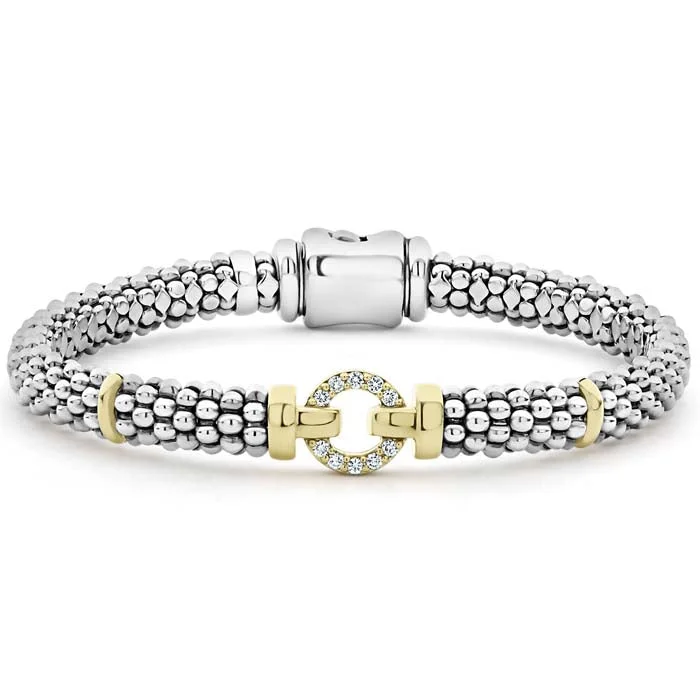 men’s tungsten carbide ring LAGOS .12CTW Diamond Single Circle Enso Bracelet in Sterling Silver and 18K Yellow Gold - Size Medium (7)
