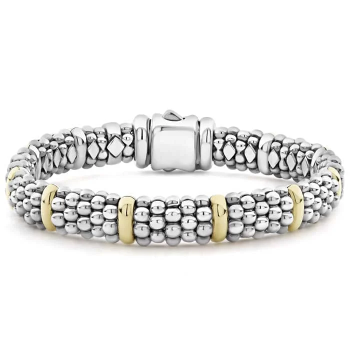 cubic zirconia eternity necklace LAGOS 9MM Caviar Beaded Bracelet in Sterling Silver with 18K Yellow Gold Stations - Size Medium (7) cubic zirconia eternity necklace LAGOS 9MM Caviar Beaded Bracelet in Sterling Silver with 18K Yellow Gold Stations - Size Medium (7)