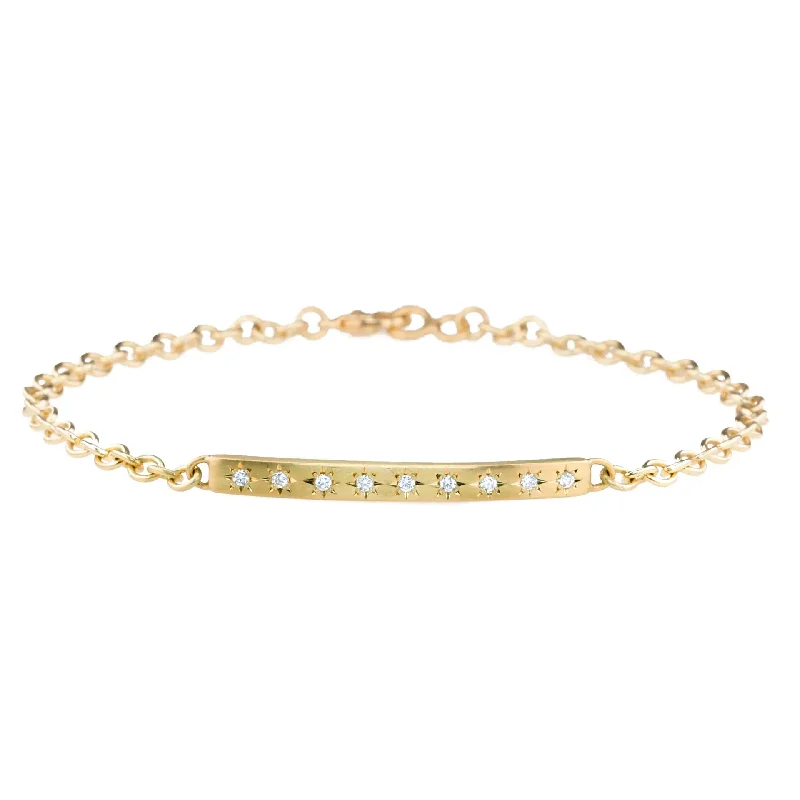 sterling silver dragonfly pendant 20K Gold Star-Set Diamond Bar Bracelet