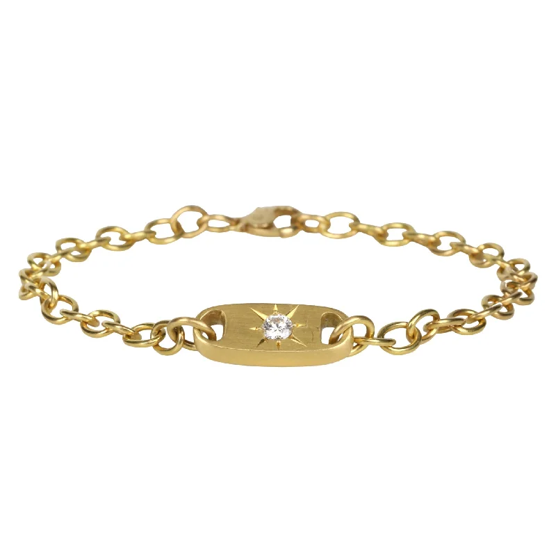 birthstone stacking rings set Handmade "Chunky Tag" Bracelet with Star-Set Diamond