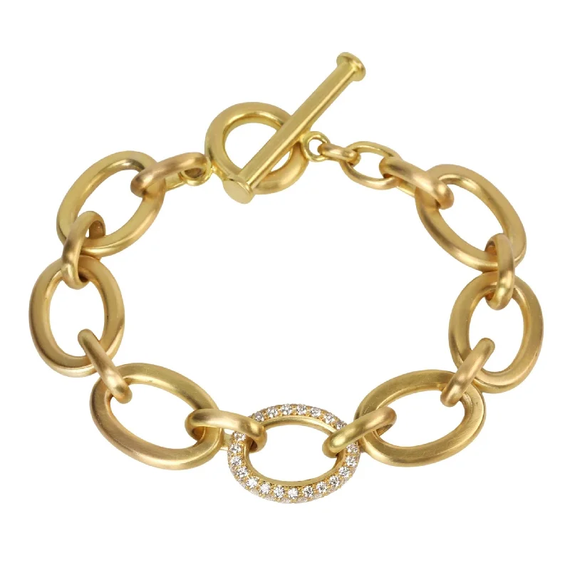 rose gold infinity bracelet Handmade Large Oval Link Bracelet with Pave Diamond Link