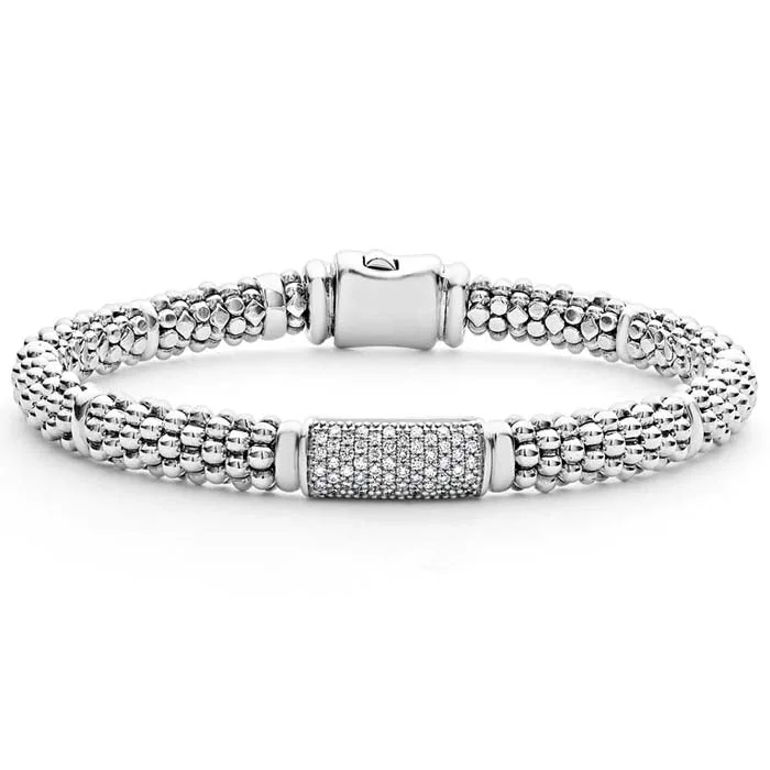 vintage Victorian brooch pin LAGOS Caviar Pavé Diamond Bracelet in Sterling Silver