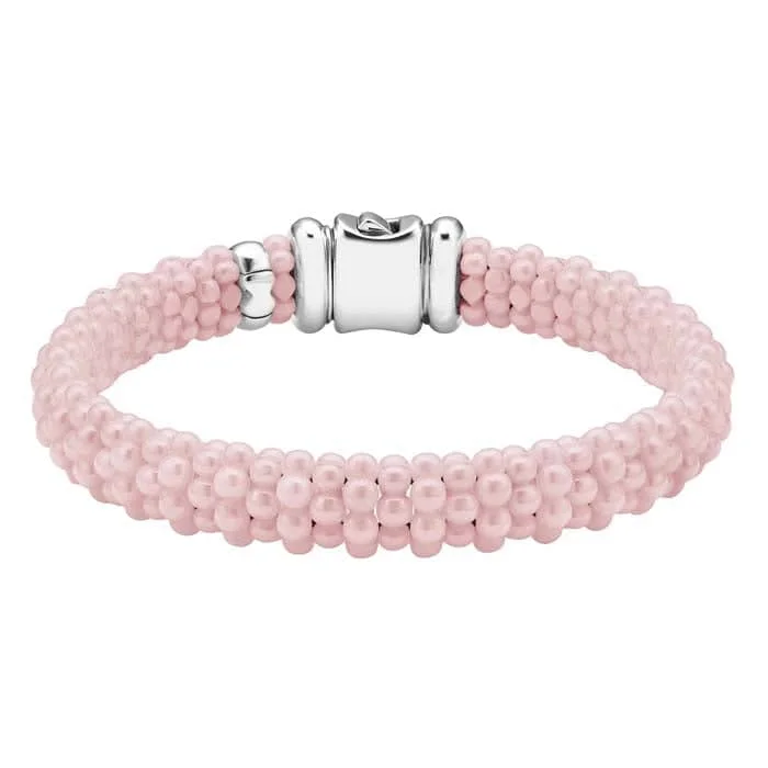 celestial sunburst ring gold LAGOS Pink Ceramic Caviar Rope Bracelet in Sterling Silver