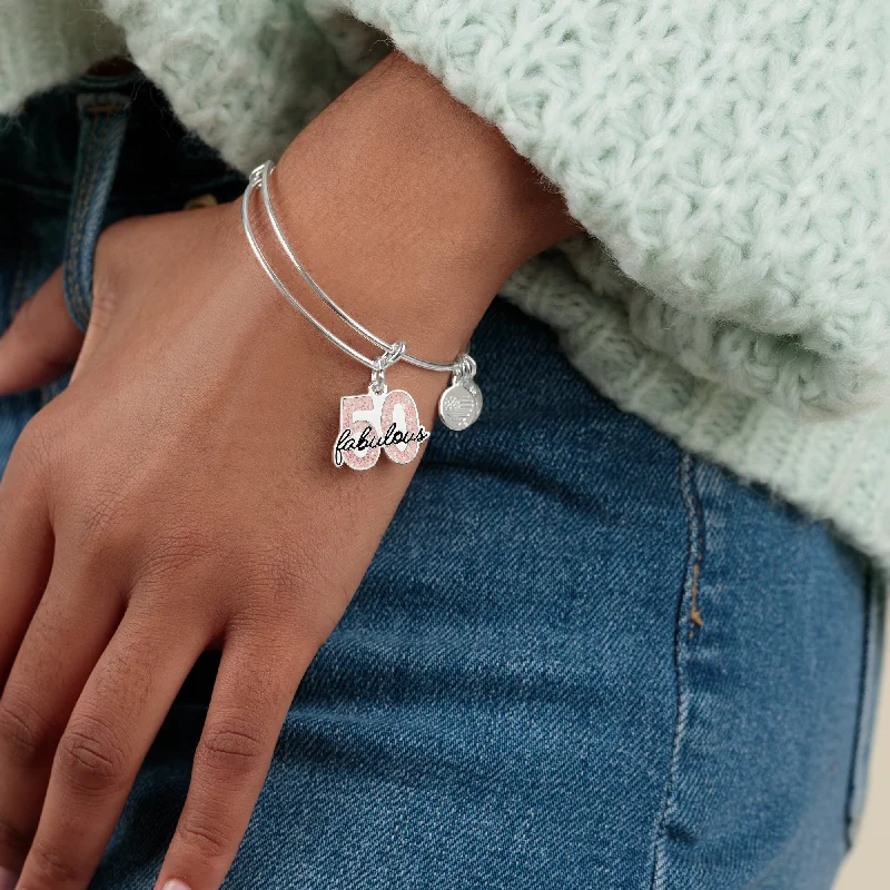 minimalist rose gold stacking rings 'Fabulous 50' Charm Bangle