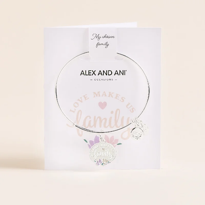 modern geometric drop earrings 'Love Makes Us Family' Charm Bangle