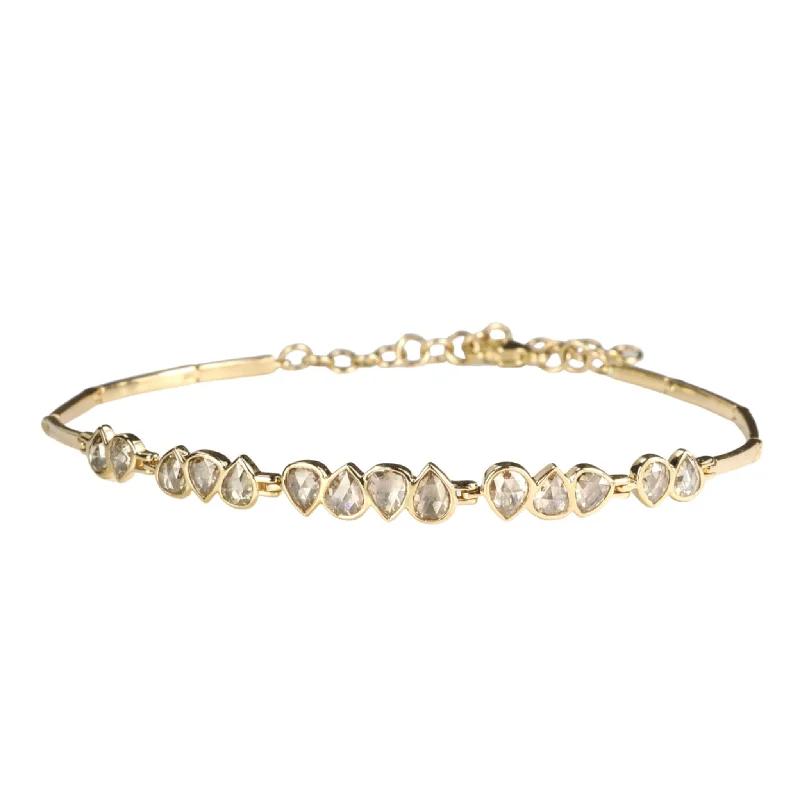 celestial star charm bracelet 14K Gold "Articulated" Bracelet with Rosecut Grey Diamonds