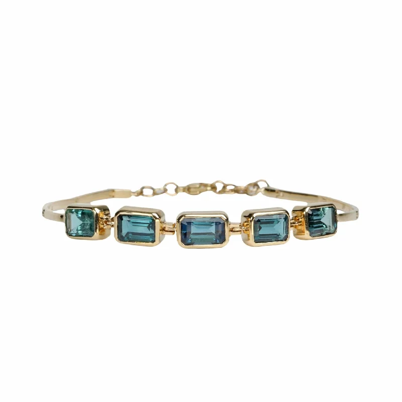 amethyst healing crystal necklace Gold "Articulated" Bezel-Set Blue-Green Tourmaline Baguette Bracelet