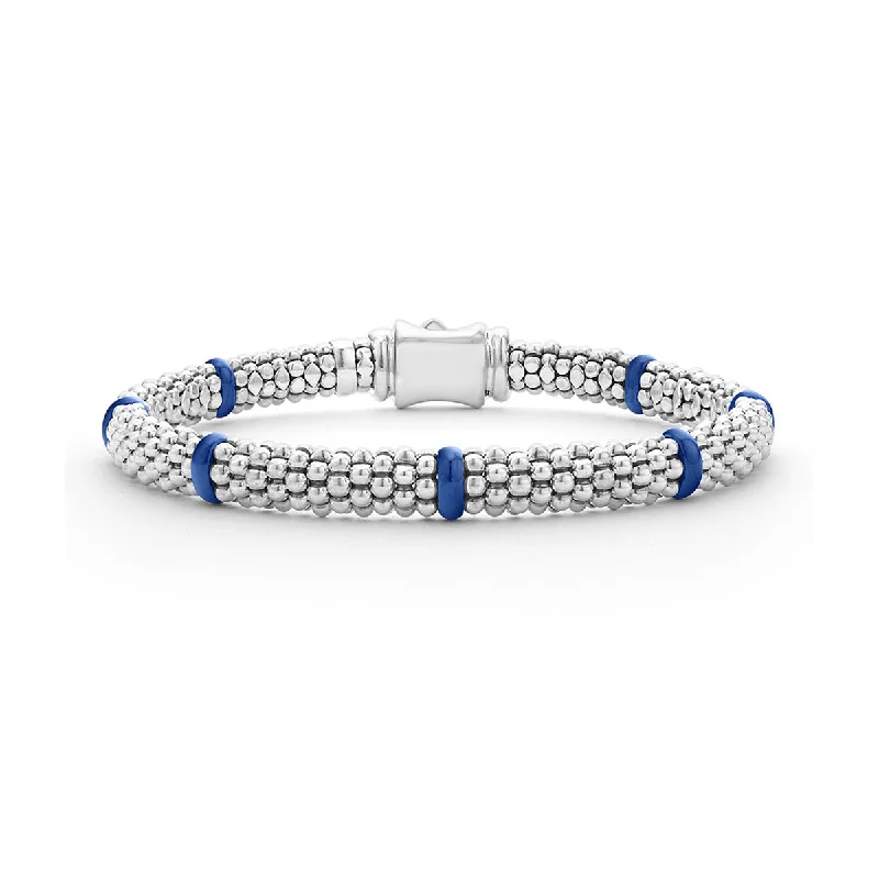 dainty gemstone chain bracelet Ceramic Signature Caviar Station Bracelet