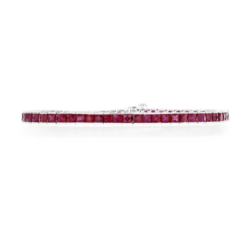 crystal drop earrings elegant Channel-Set Square Ruby 7-Inch Line Bracelet