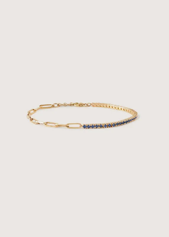 Coco Round Tennis Link Bracelet Blue Sapphire