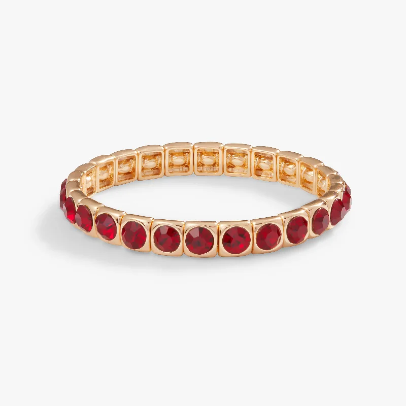 classic gold cuff bracelet Crystal Stretch Bracelet, Ruby