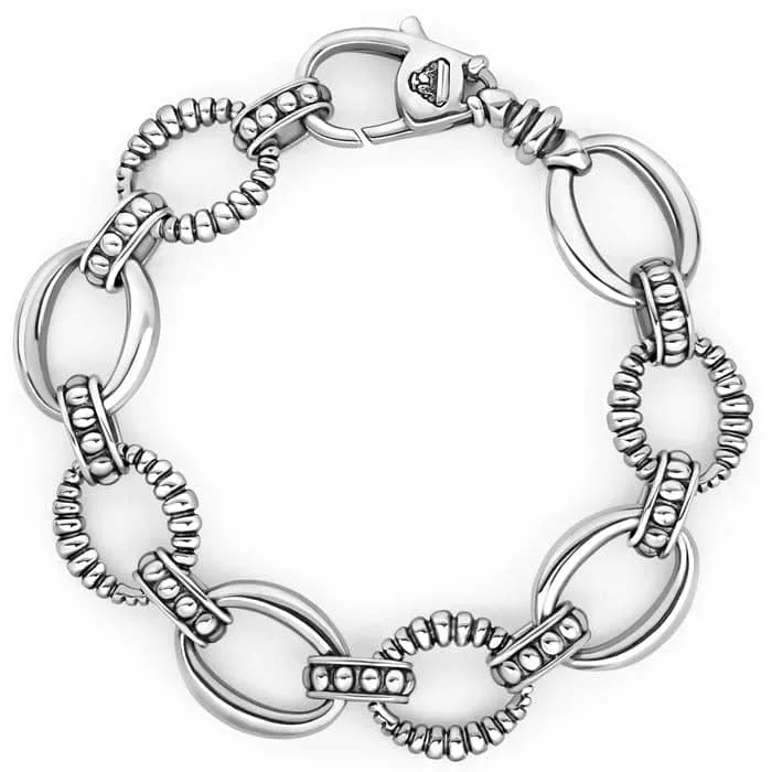 boho beaded statement necklace LAGOS 15MM Oval Link Caviar Bracelet in Sterling Silver