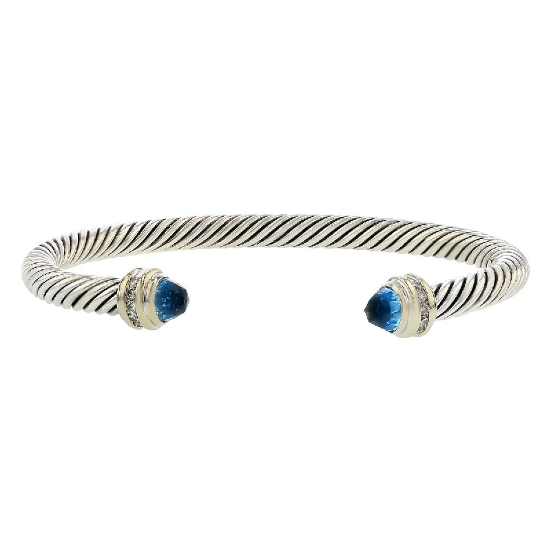 vintage emerald cocktail ring David Yurman Cable Classic Bracelet with Blue Topaz and Diamonds