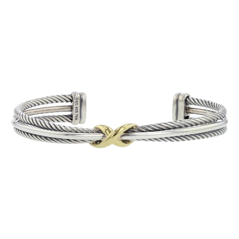 classic tennis bracelet white gold David Yurman Crossover X Bracelet in Sterling Silver and 18K Gold