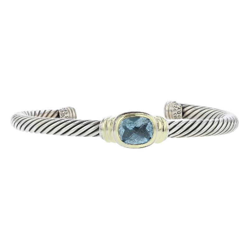 sapphire and diamond eternity ring David Yurman Noblesse Gold and Silver Blue Topaz Cuff Bracelet