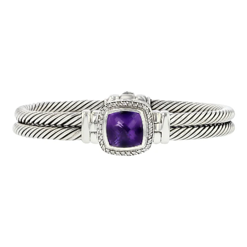 solid gold cartilage hoop David Yurman Sterling Silver Amethyst and Diamond Albion Bracelet