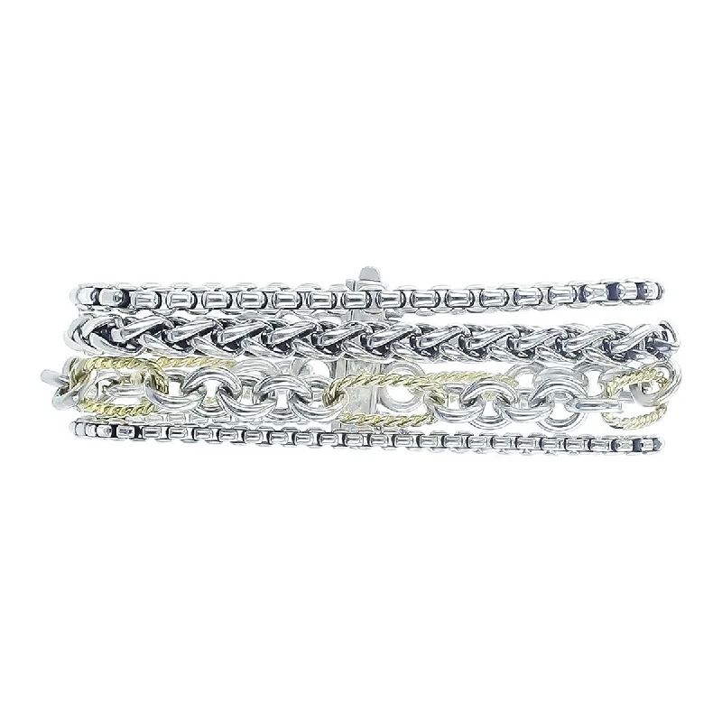 sleek black titanium ring David Yurman Two Tone Four Row Chain Bracelet