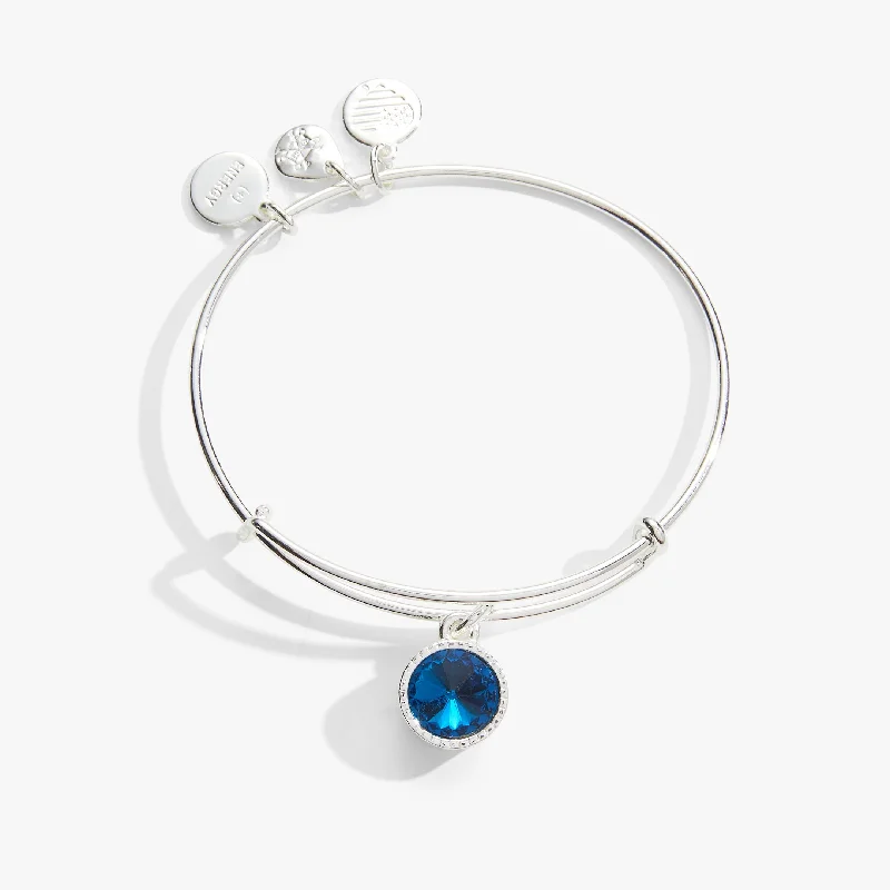 silver lotus flower earrings December Birthstone Charm Bangle, Blue Zircon