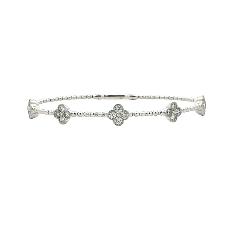 Diamond Cluster Common Prong Bangle Bracelet