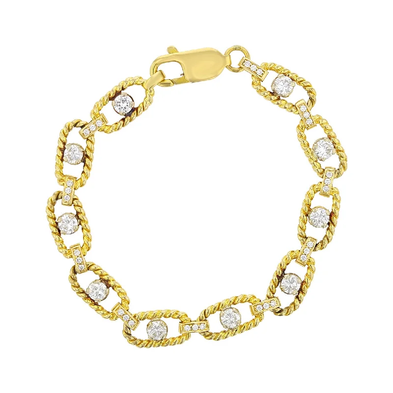 wide gold cuff bracelet Diamond Twisted Link Bracelet in 14K and 18K Gold