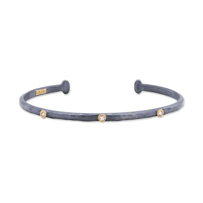 handmade leather pendant necklace Lika Behar "Baby Stockholm" Oval Open Cuff Bracelet in 24K Yellow Gold and Oxidized Sterling Silver