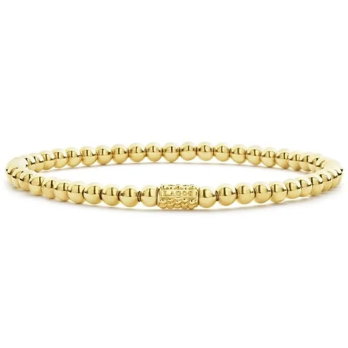 men’s titanium ring with diamonds LAGOS 4MM Beaded Stretch Bracelet in 18K Yellow Gold
