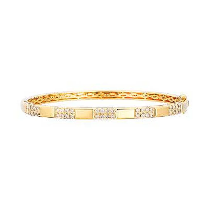elegant pearl necklace with diamonds Le Vian Oval Bangle with Alternating Pattern featuring Nude Diamonds in 14K Honey Gold