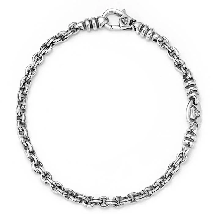 vintage marcasite brooch floral LAGOS Double Link Chain Bracelet in Sterling Silver