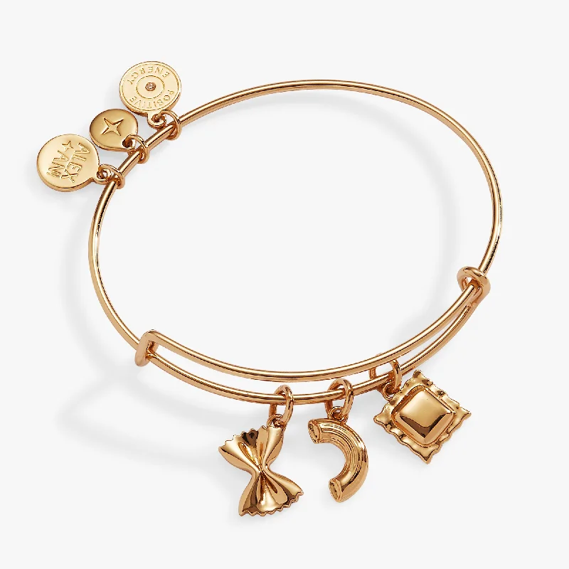 twisted rope gold chain Pasta Multi Charm Bangle