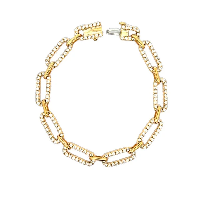 large vintage statement necklace Mountz Collection 7" Rectangular Link Diamond Bracelet in 14K Yellow Gold