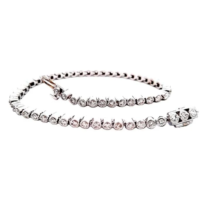 men’s silver wedding band Mountz Collection 2.0CTW 7" Two-Prong Set Diamond Straightline Bracelet in 14K White Gold